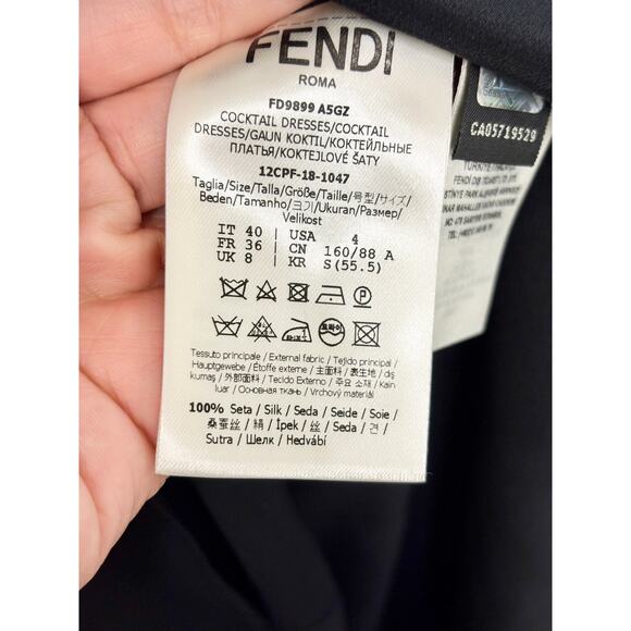 Fendi Runway Silk-Organza V-Neck Midi Lace Fit & Flare Dress Black Women's US 4 - Picture 6 of 7